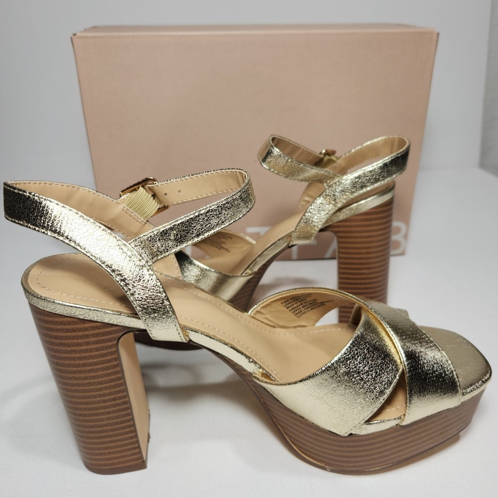 Just Fab Tina Crossover Womens Gold Sandals Size 8 - Picture 6 of 7
